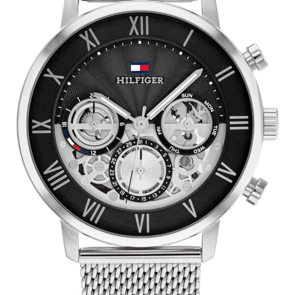 Reloj Multifuncional de Cuarzo para Hombre Tommy Hilfiger – Números Romanos Clásicos, Esfera de Corazón Abierto, Reloj de Vestir Moderno, Regalo para Él
