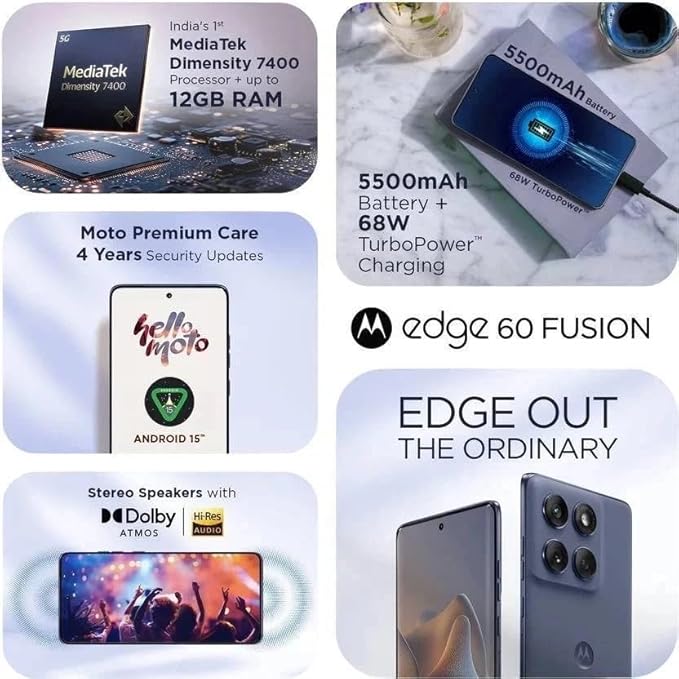 Motorola Edge 60 Fusion 5G AI 256GB + 8GB RAM Azul - Imagen 10