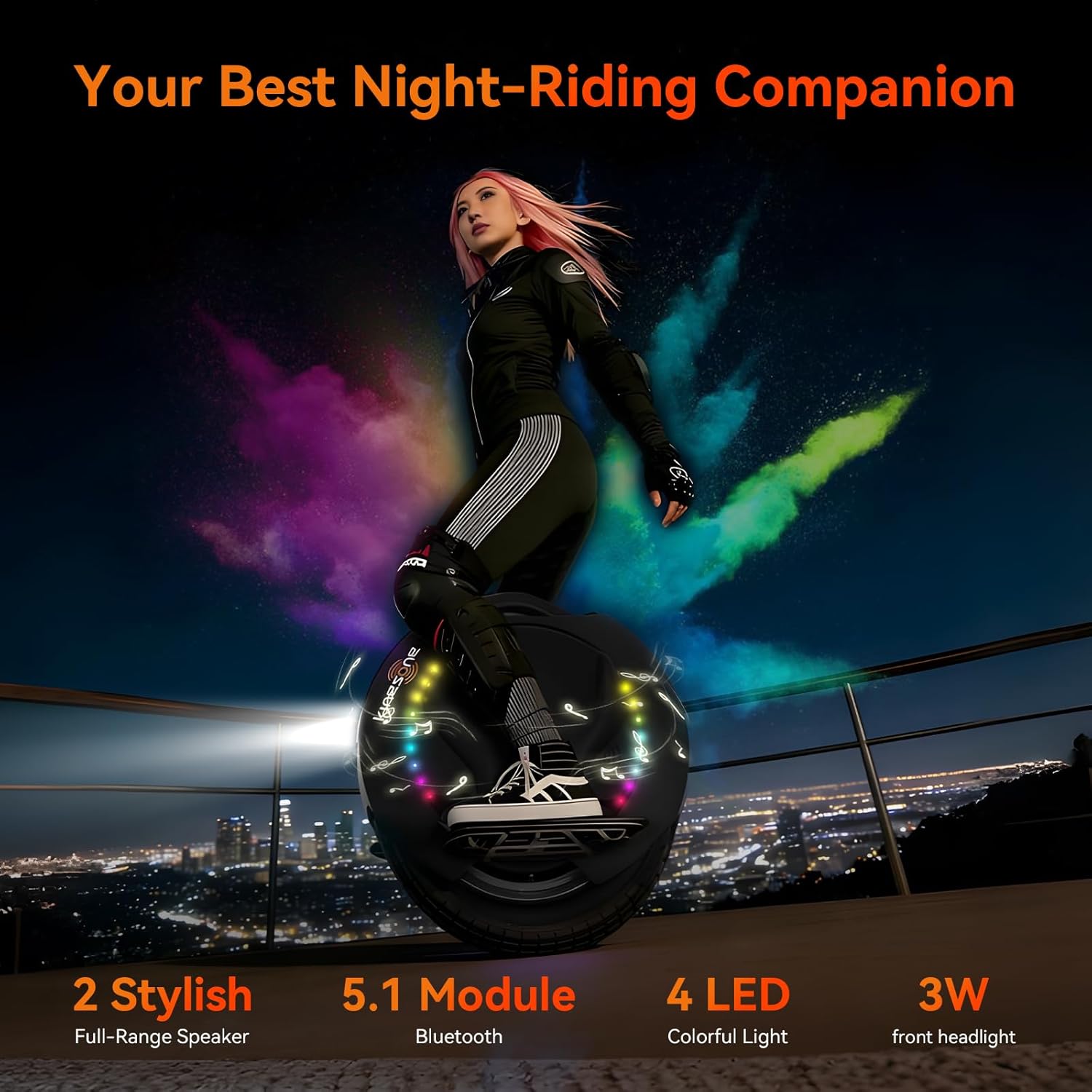 KINGSONG 16SPRO monociclo eléctrico de autoequilibrio para adultos, velocidad máxima de 40km/h, capacidad de ascenso de 35°, scooter inteligente con una rueda (negro) - Imagen 7