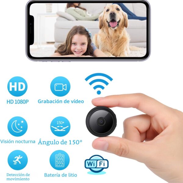 Mini cámara oculta WiFi grabadora de video pequeña para espionaje con visión nocturna, Cámara de seguridad para el hogar