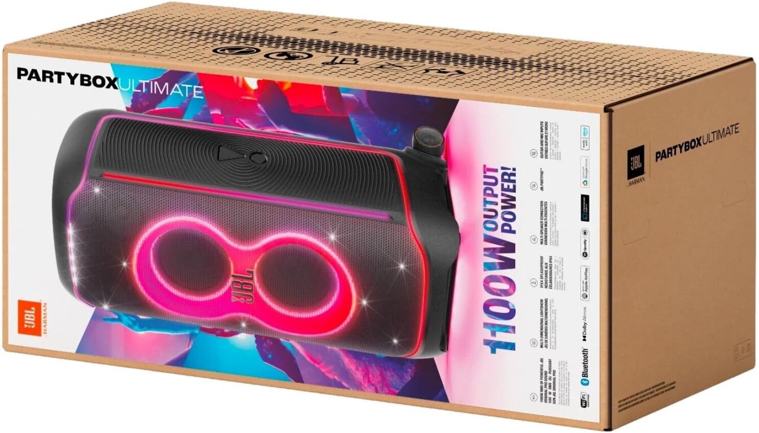 JBL Partybox Ultimate - Altavoz inalámbrico para fiestas, con conectividad Wi-Fi y Bluetooth, espectáculo de luces y resistencia a salpicaduras IPX4, con entradas duales - Imagen 4