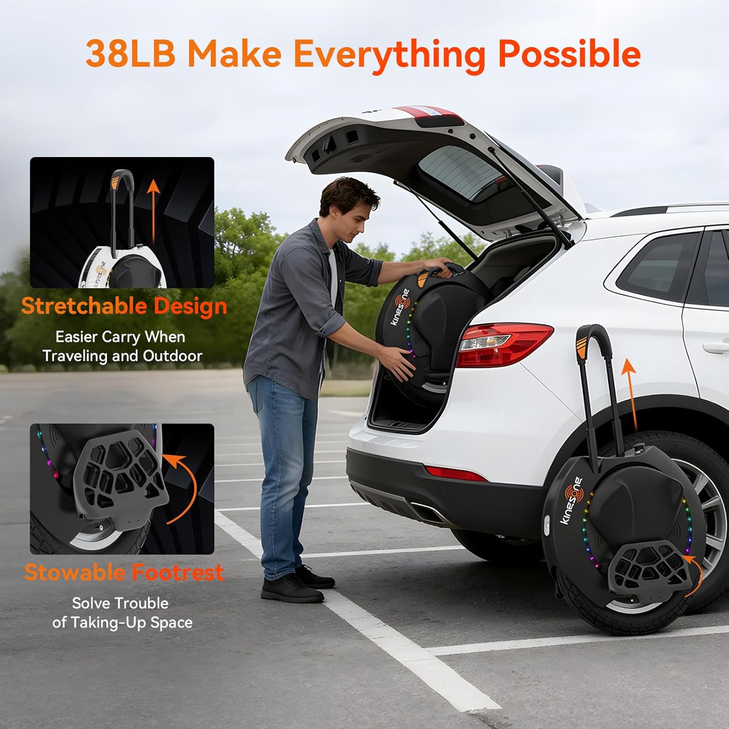 KINGSONG 16SPRO monociclo eléctrico de autoequilibrio para adultos, velocidad máxima de 40km/h, capacidad de ascenso de 35°, scooter inteligente con una rueda (negro) - Imagen 3