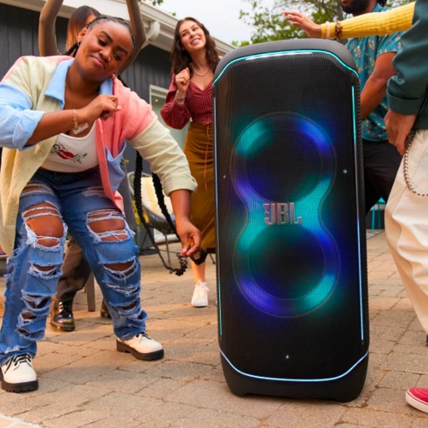 JBL Partybox Ultimate - Altavoz inalámbrico para fiestas, con conectividad Wi-Fi y Bluetooth, espectáculo de luces y resistencia a salpicaduras IPX4, con entradas duales - Imagen 7