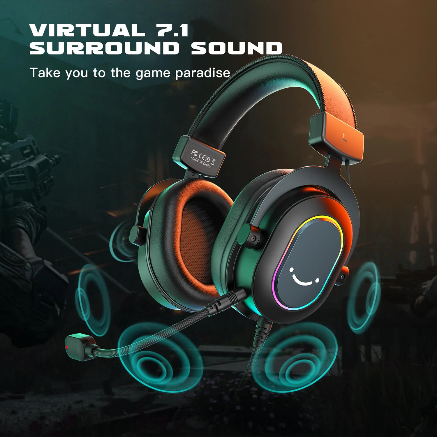Auriculares USB FIFINE AmpliGame H6, con sonido envolvente 7.1, RGB y micrófono con cancelación ruido - Imagen 3