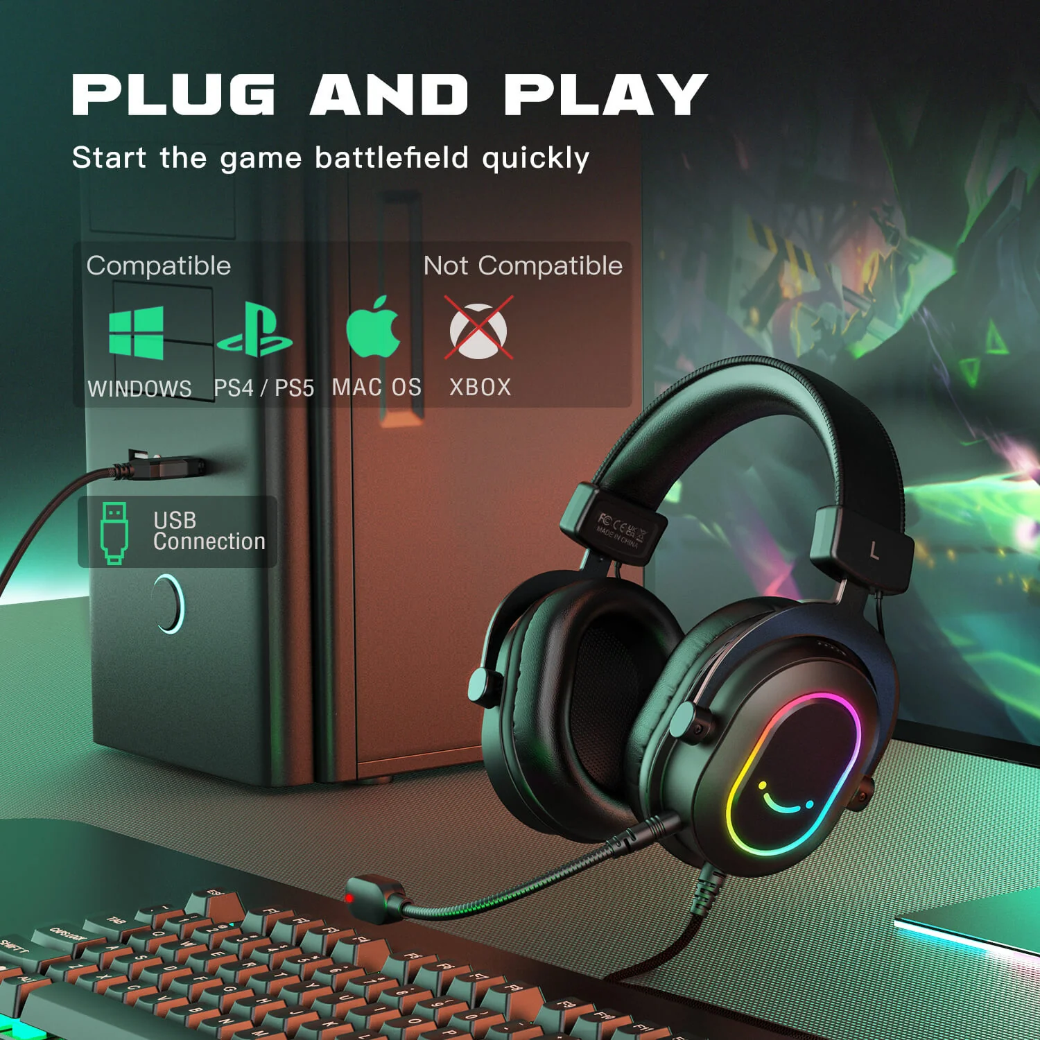 Auriculares USB FIFINE AmpliGame H6, con sonido envolvente 7.1, RGB y micrófono con cancelación ruido - Imagen 7