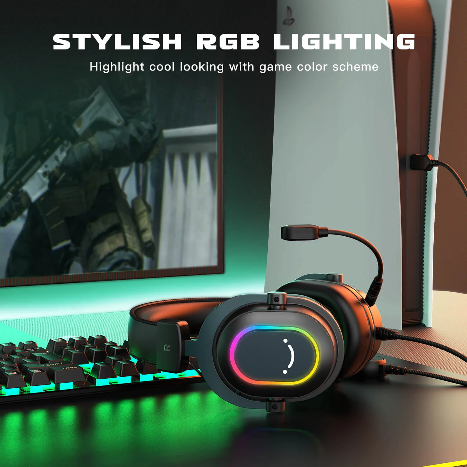 Auriculares USB FIFINE AmpliGame H6, con sonido envolvente 7.1, RGB y micrófono con cancelación ruido - Imagen 8