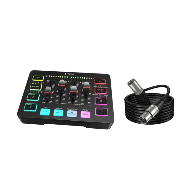 COMBO FIFINE para Grabación y Juegos: Mezclador de Audio SC3 + Cable XLR