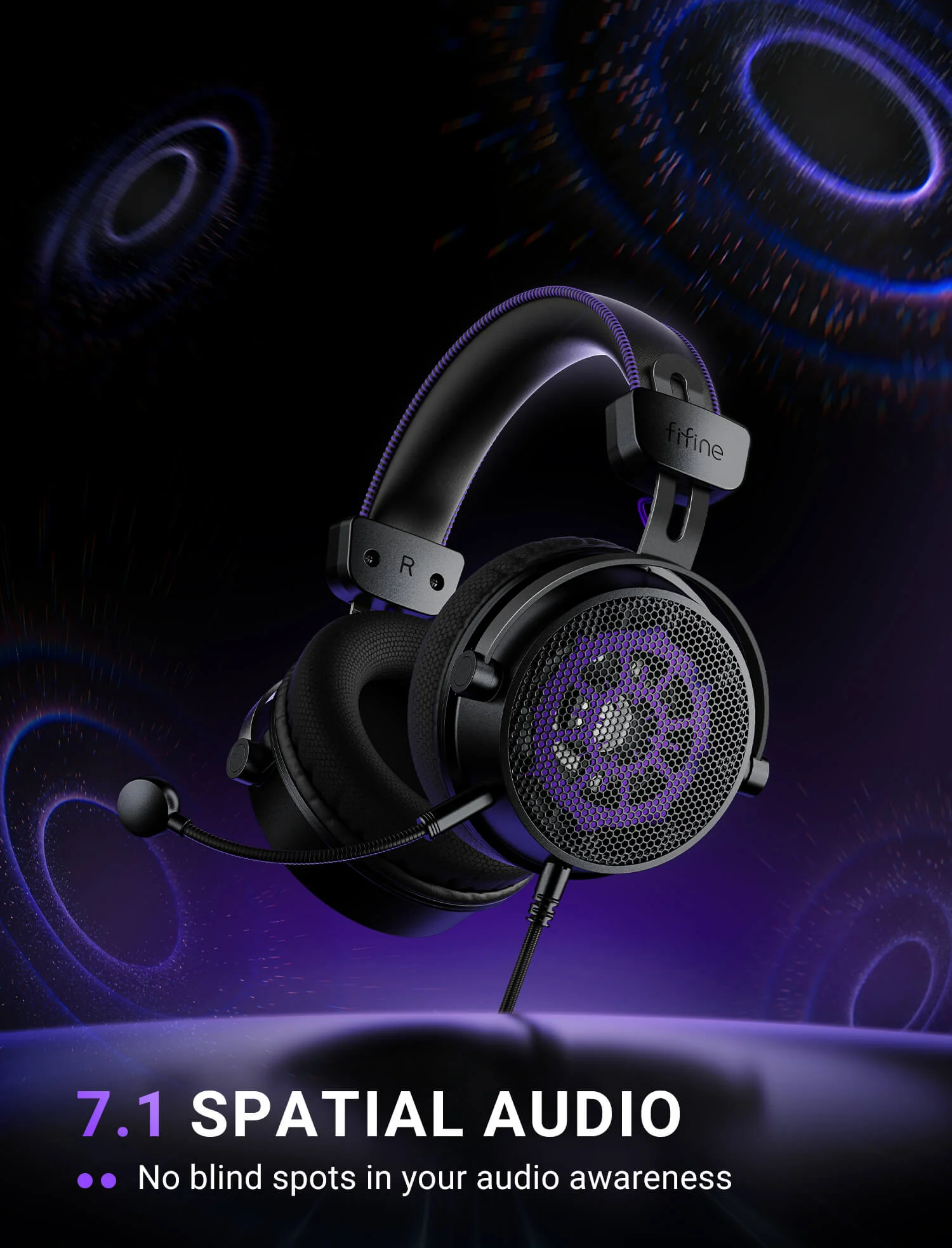 Auriculares FIFINE Ampligame H18V Lite ideales para juegos con sonido envolvente 7.1 y micrófono con cancelación de ruido - Imagen 9