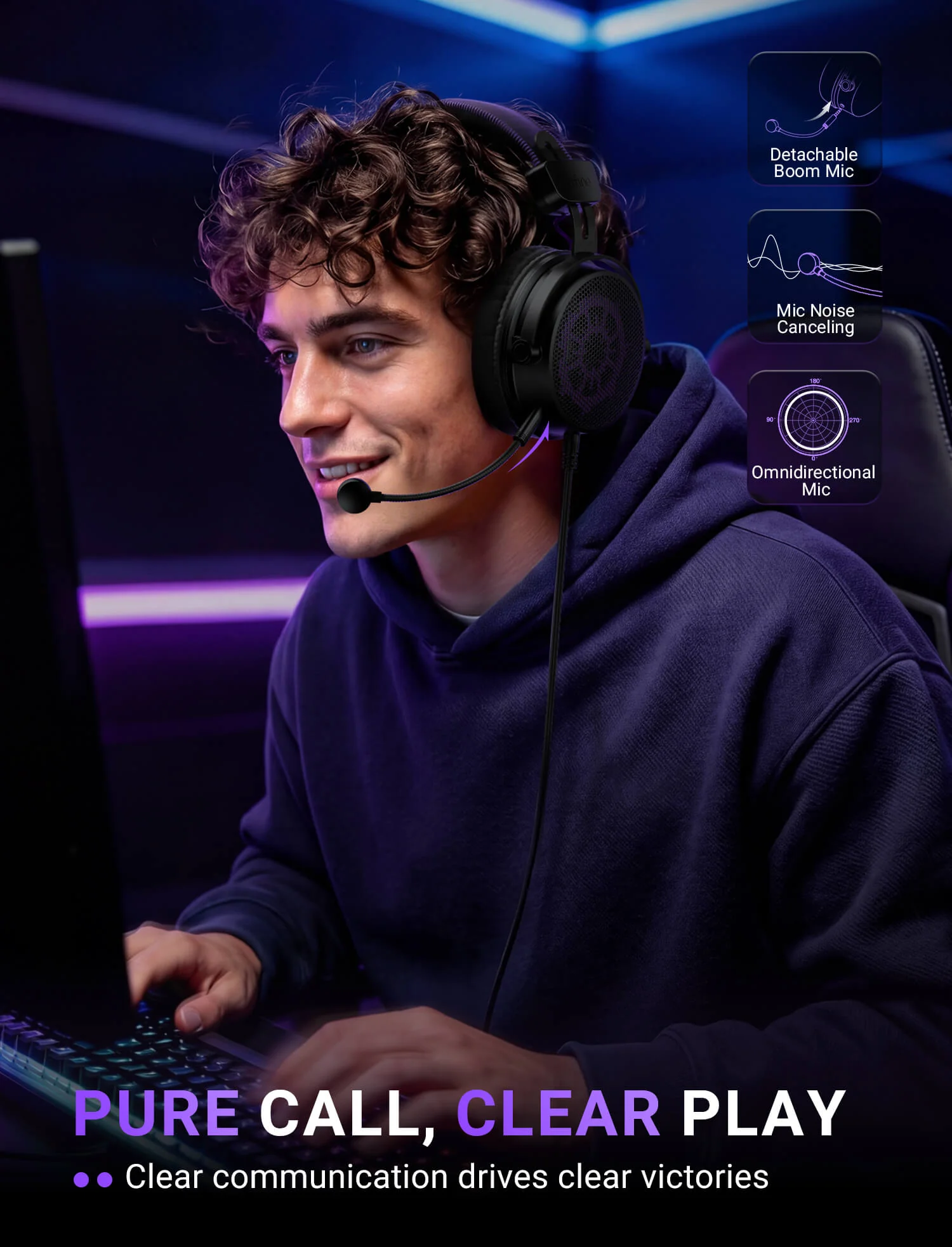 Auriculares FIFINE Ampligame H18V Lite ideales para juegos con sonido envolvente 7.1 y micrófono con cancelación de ruido - Imagen 8