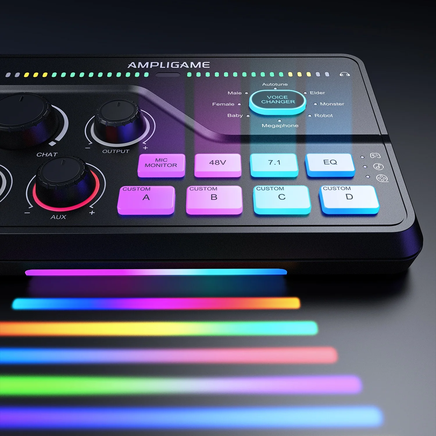 Mezclador de audio para juegos FIFINE AmpliGame SC8 con iluminación RGB - Imagen 4