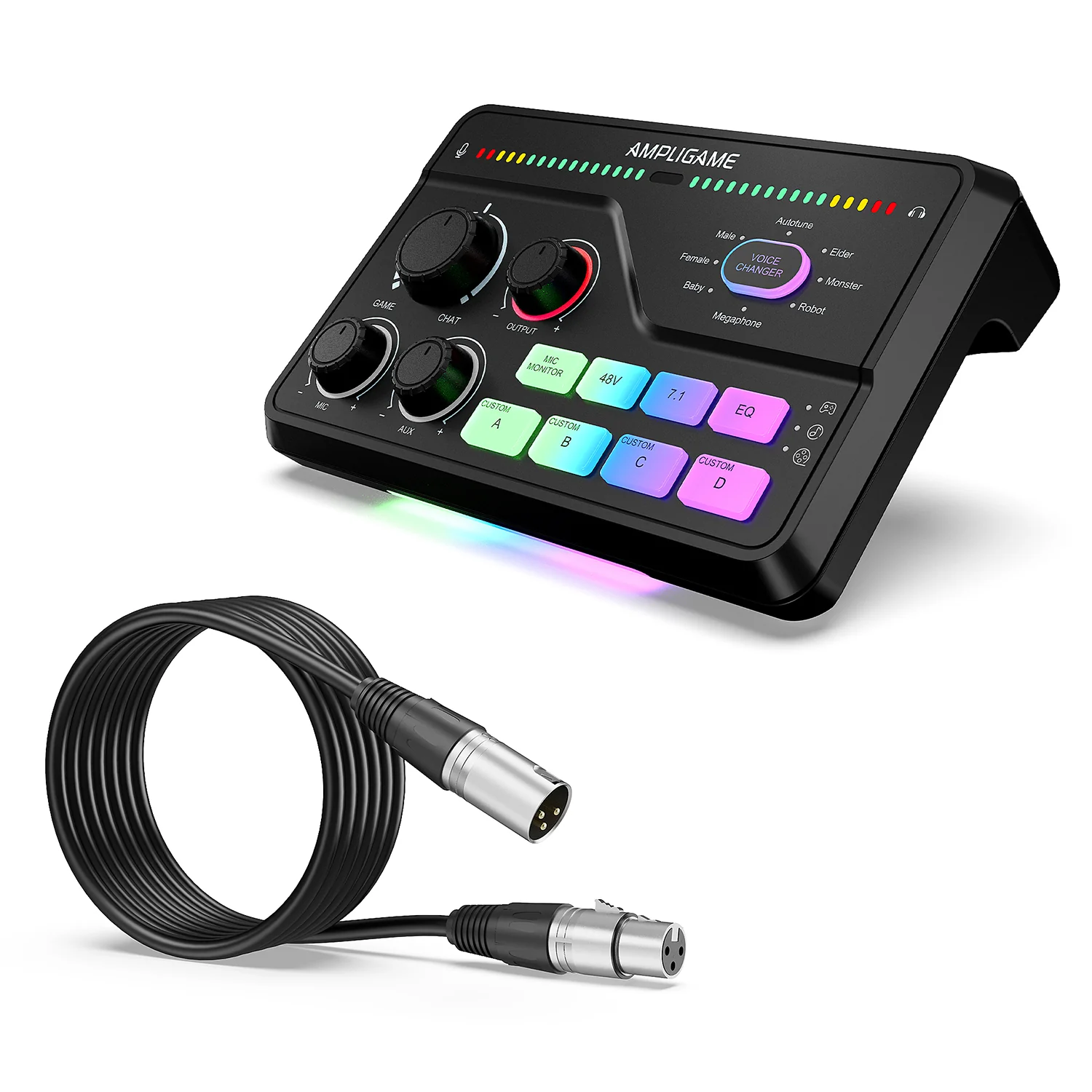 Mezclador de audio para juegos FIFINE AmpliGame SC8 con iluminación RGB - Imagen 3