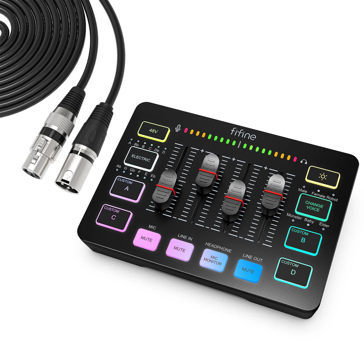 COMBO FIFINE para Grabación y Juegos: Mezclador de Audio SC3 + Cable XLR