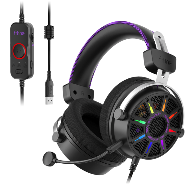 Auriculares para juegos FIFINE AmpliGame H19 abiertos con iluminación RGB