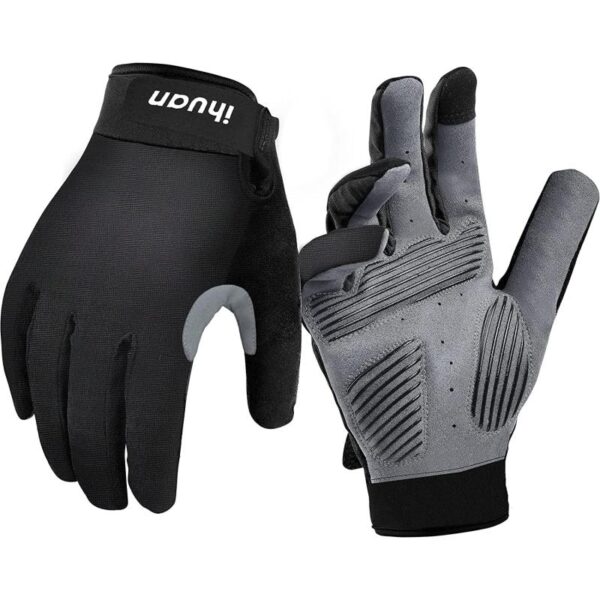 Guantes de Entrenamiento IhuaN para Hombre con Dedos Completos: Guantes para Levantamiento de Pesas para Hombre, Guantes de Gimnasio de Mano Completa para Pesas, Peso Muerto...