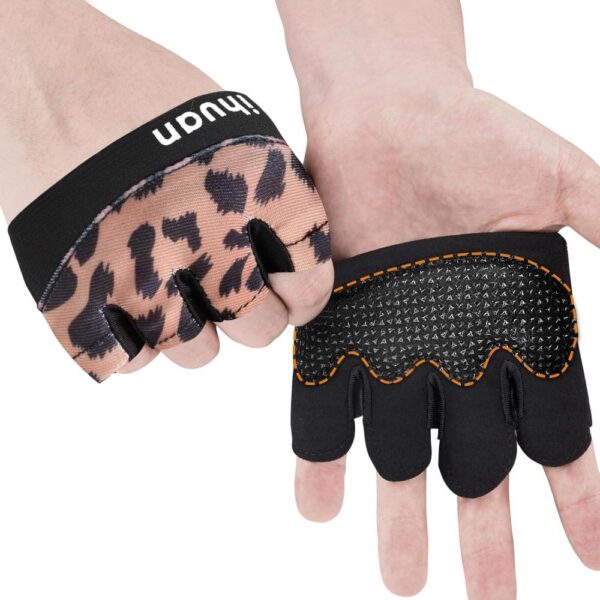 Guantes de gimnasio para levantamiento de pesas ihuan nuevos para hombres y mujeres, ideales para levantamiento de pesas, ejercicio, entrenamiento y fitness (leopardo)