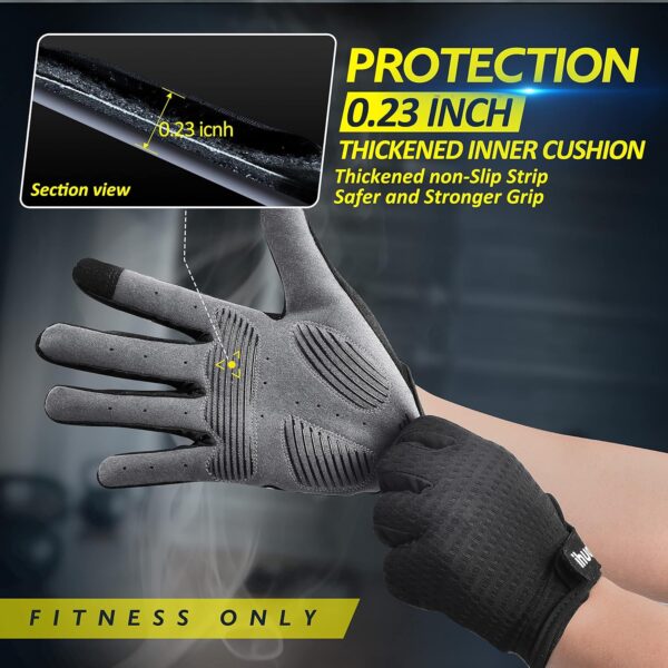 Guantes Gym iHuan Full Finger Antideslizantes con Wrist Wrap para Pesas, Crossfit y Deadlift – Gris Oscuro