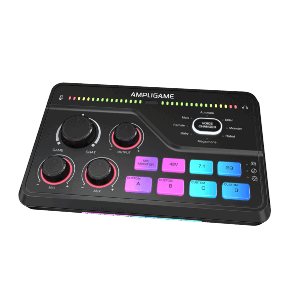 Mezclador de audio para juegos FIFINE AmpliGame SC8 con iluminación RGB