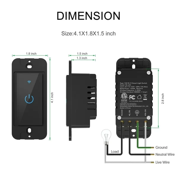 Interruptor de luz inteligente WiFi 2 unidades, control remoto compatible con Alexa, Google e IFTTT.